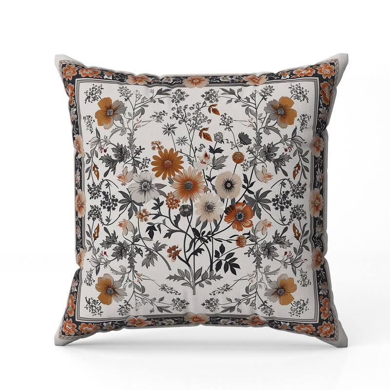 Garden Glory Faux Suede Reversible Throw Pillow Orange and Peach