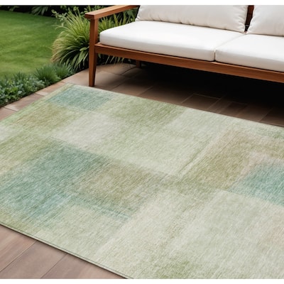 HomeRoots Abstract Transitional Rectangle Outdoor Rug