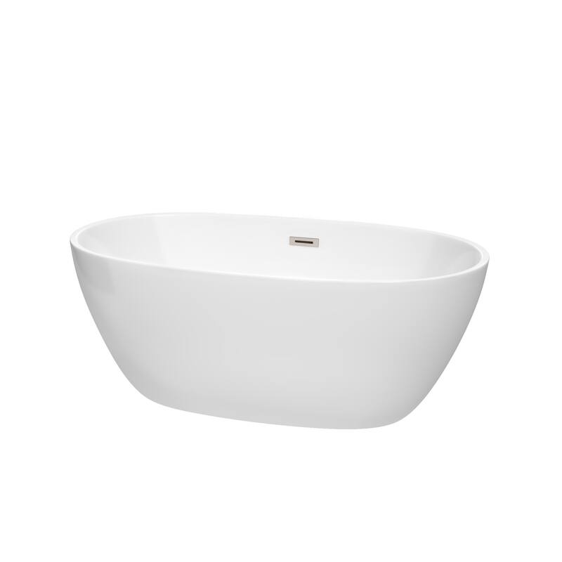 Wyndham Collection Juno 59" Free Standing Acrylic Soaking Tub with - White / Brushed Nickel Trim