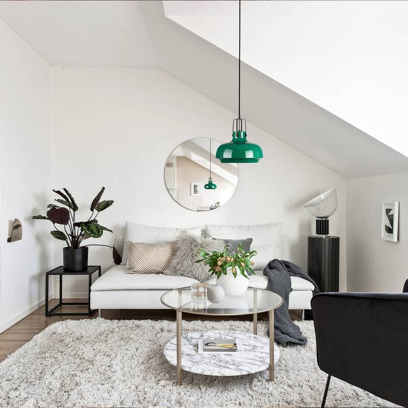 1-Light Farmhouse Industrial Green Dome Adjustable Pendant Hanging Light with Matte Black Hardware for Kitchen Island