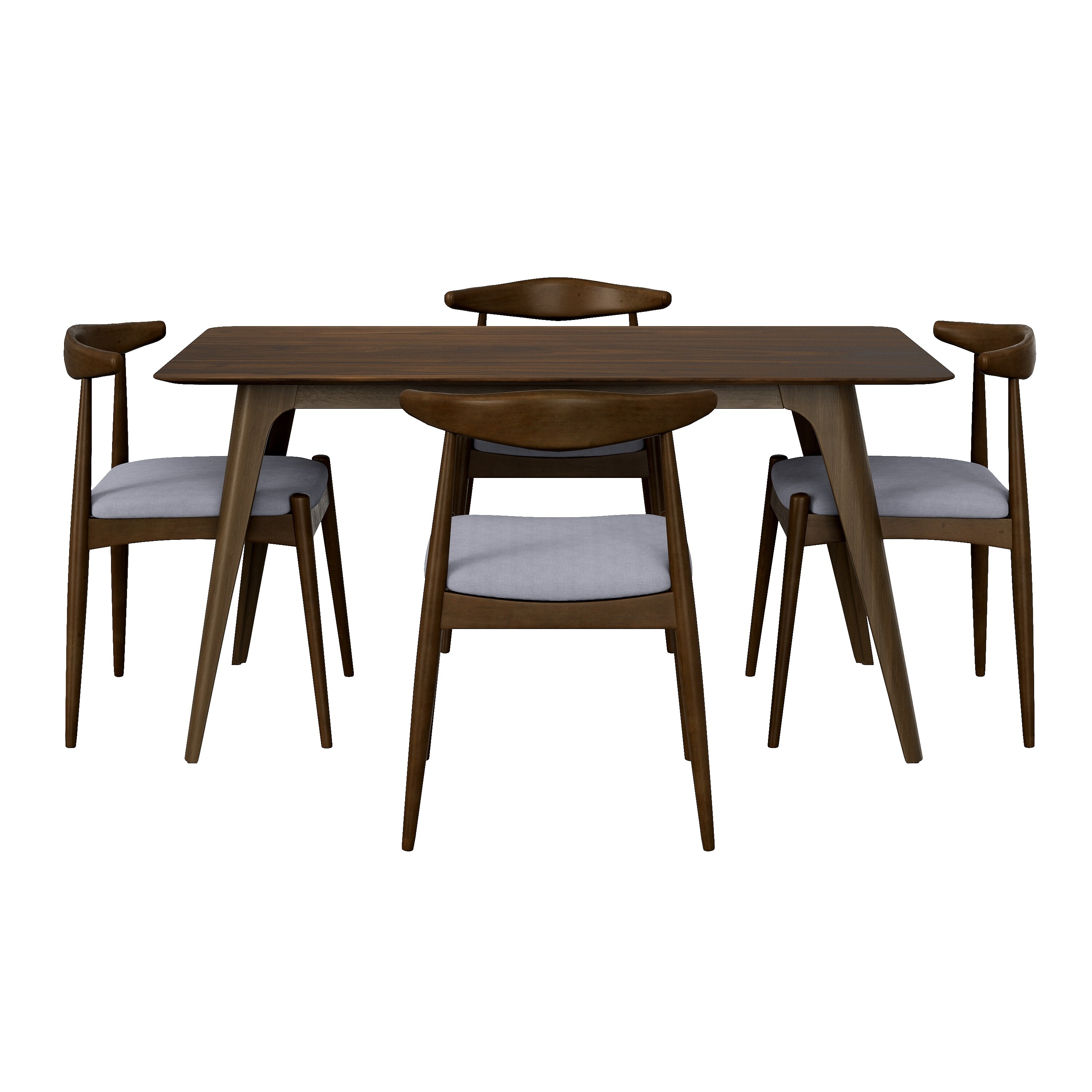 5-Piece Dining Set 1 Table 4 Chairs, Rubberwood Frame, Faux Wood
