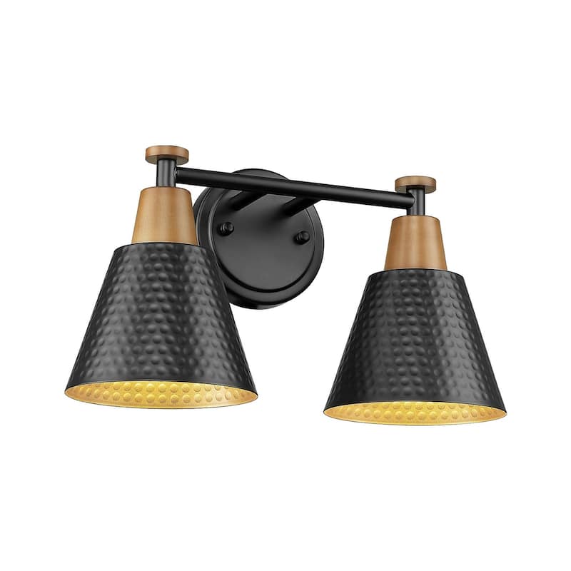 3-Light Bathroom Vanity Light, Black and Gold