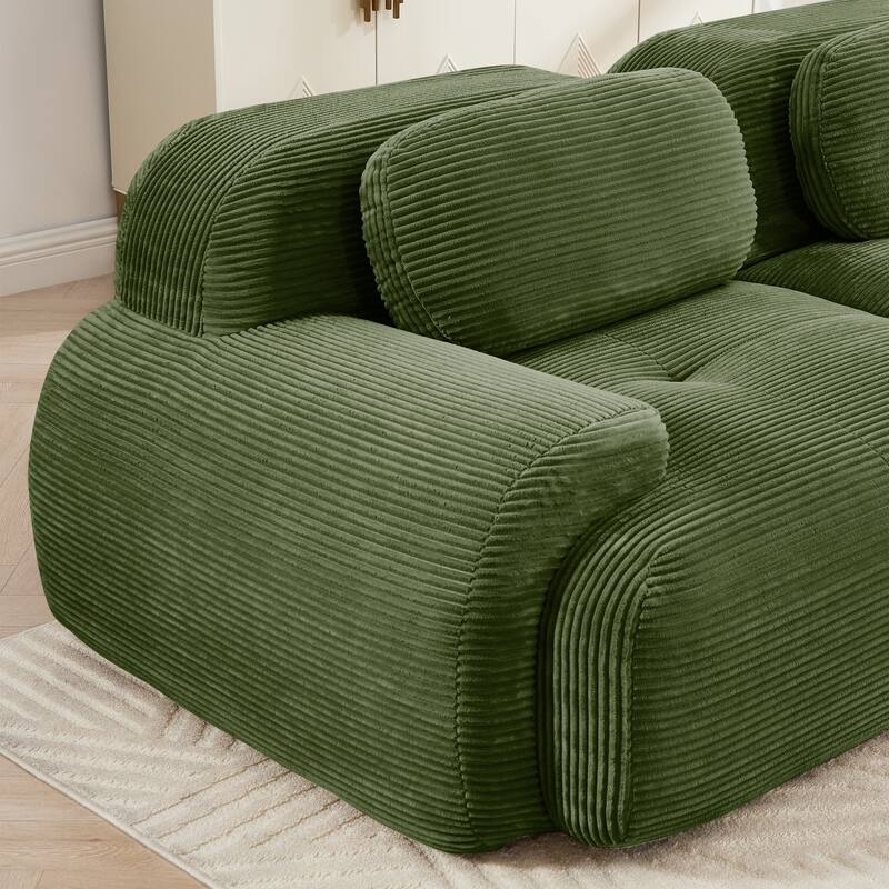 Corduroy Modular Boneless Sectional Sofa with Ottoman, Free combination, Pet-Friendly, No Assembly Required