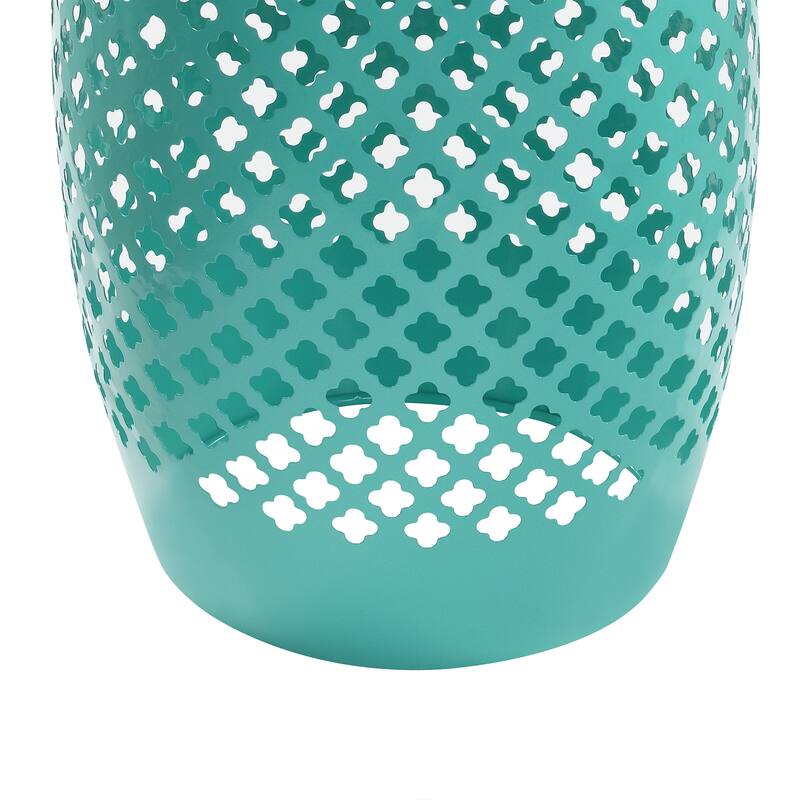 12" Modern Indoor/Outdoor Round Openwork Metal Green Side Table - 12" L x 12" W x 16.7" H