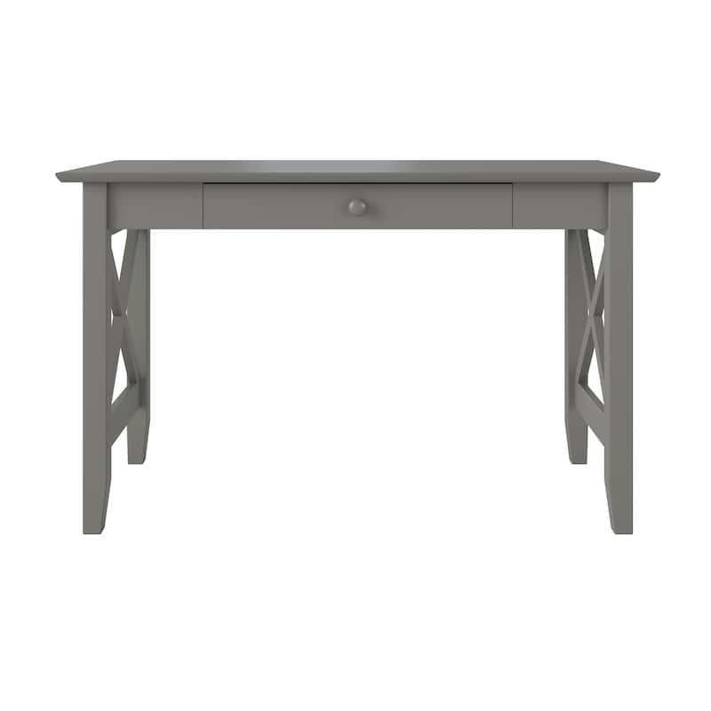 Desk with Drawer & Charging Station - Grey Chic Design - Solid Wood Workspace