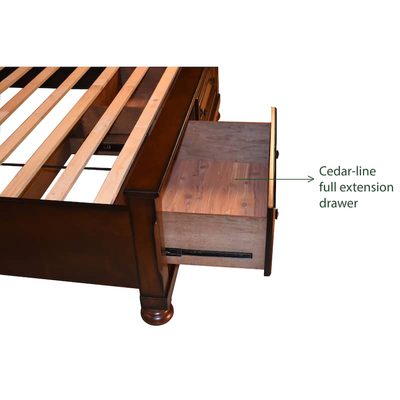 Queen Storage Platform Bed Made with Wood in Dark Walnut