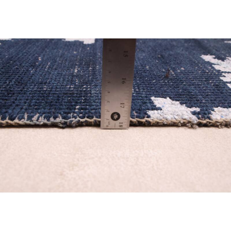 ECARPETGALLERY Hand-knotted La Seda Dark Navy Silk, Wool Rug - 5'9 x 8'9