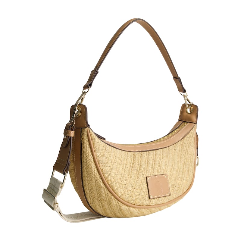 Tommy Bahama Raffia Crescent Hobo Bag