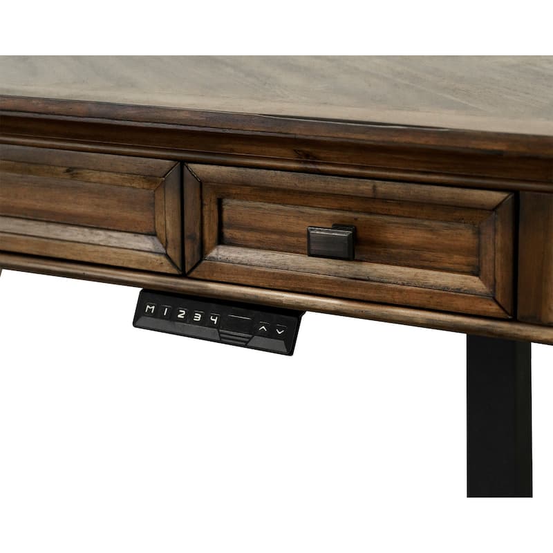 Traditional Wood Electronic Sit/Stand Desk, Standing Desk, Adjustable Desk, Brown
