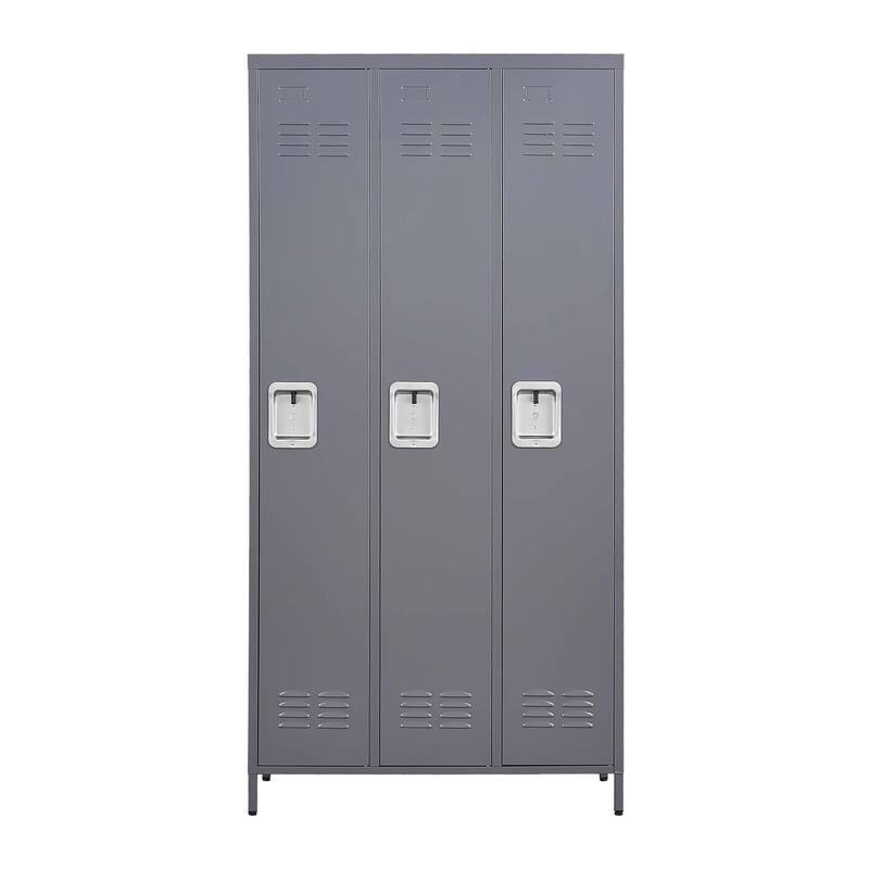 3 Door 72"H Metal Lockers With Lock for Employees,Storage Locker Cabinet for Home Gym Office School Garage,Gray - Gray