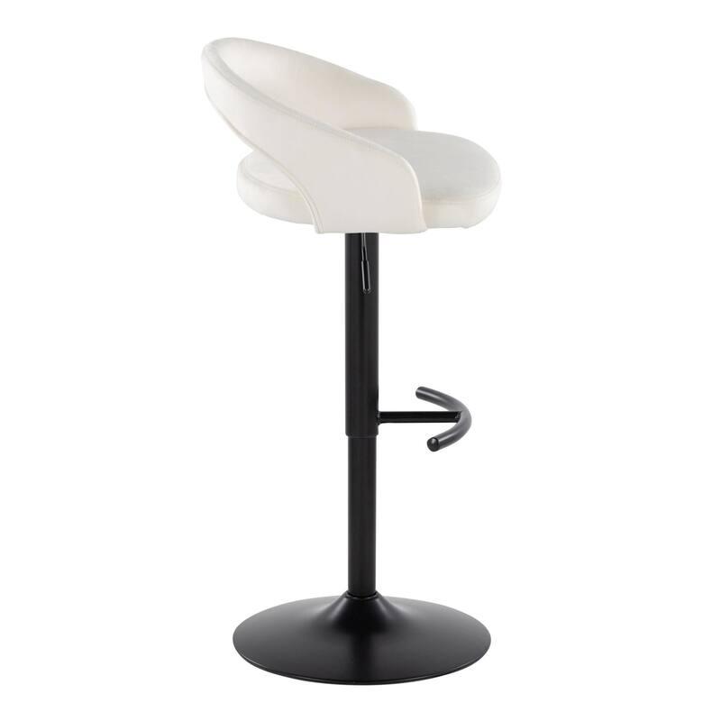 Grotto Upholstered Adjustable Barstool with Black Metal - Set Of 3