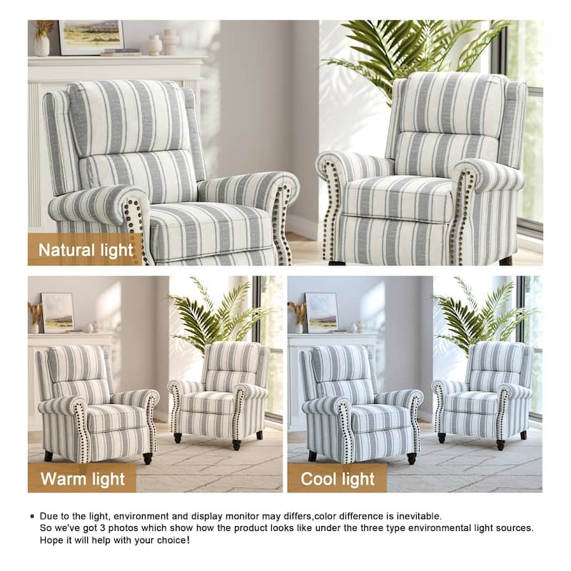 Nail-head Padded Seat Pushback Recliner Chair