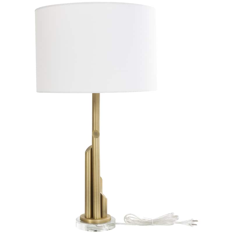 Metal Abstract Tiered Pillar Room Accent Lamp with Glass Base - Gold - Roche River Decor