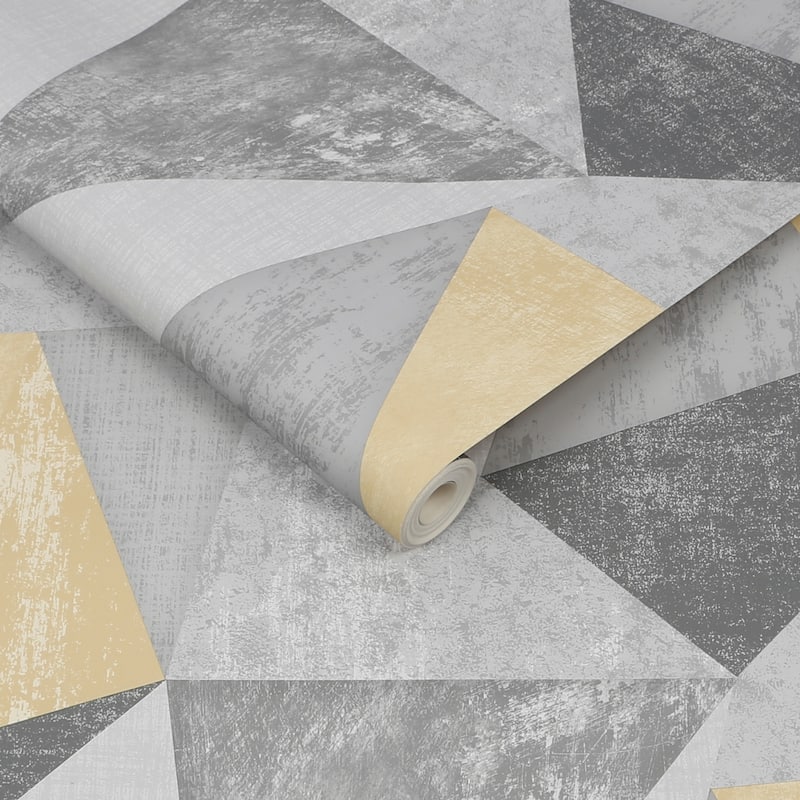 Shard Grey and Ochre Wallpaper