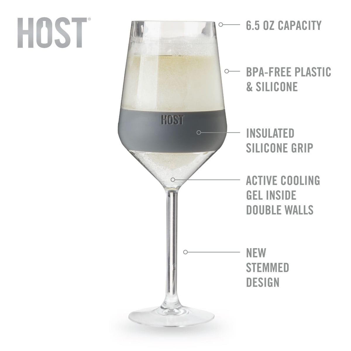 HOST Wine Freeze Double-Walled Stemmed Wine Glasses Freezer Cooling Cups,  Set of 2 - Bed Bath & Beyond - 37701325