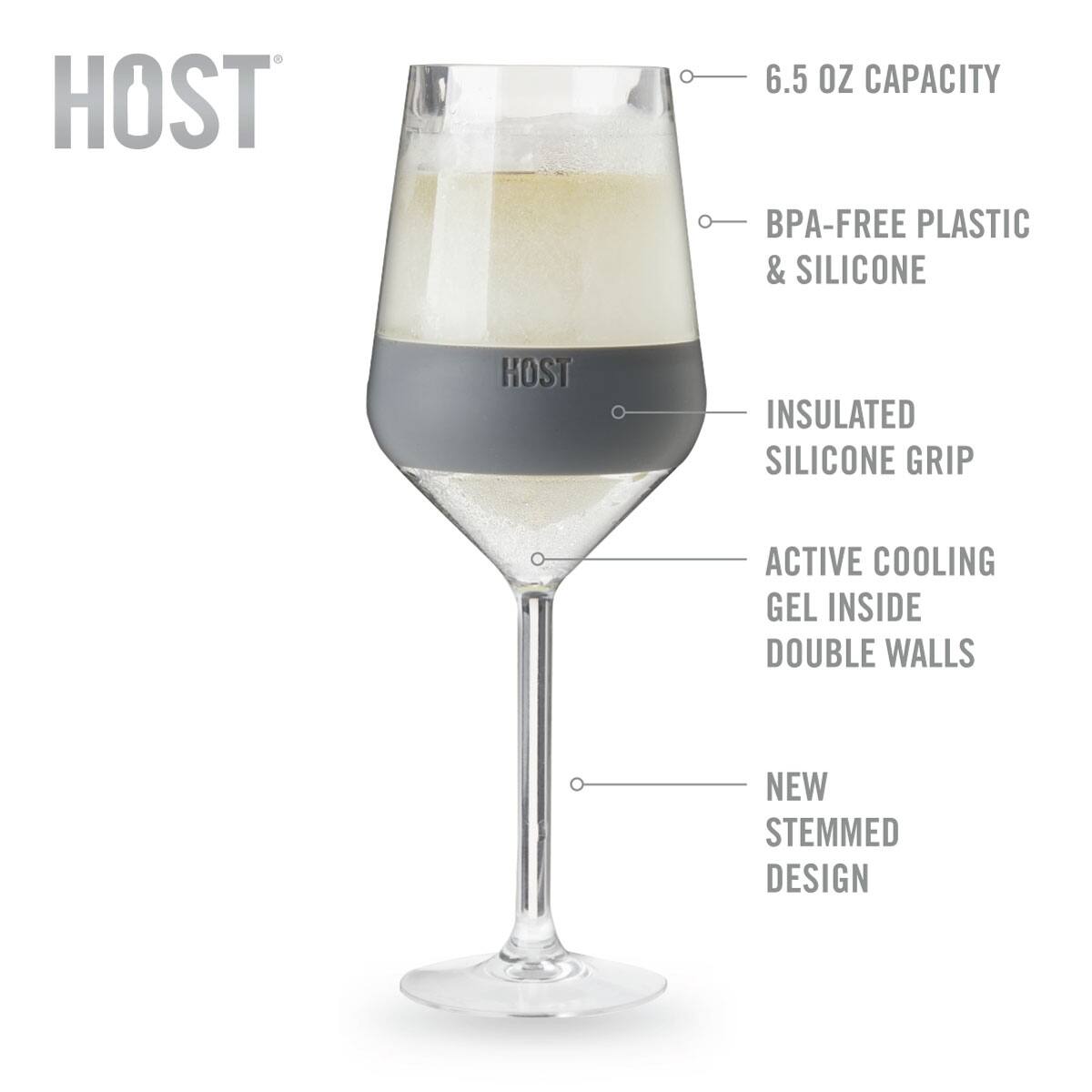 HOST Wine Freeze DoubleWalled Stemmed Wine Glasses Freezer Cooling