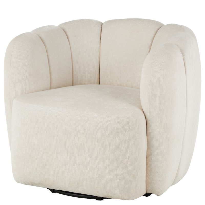 Polyester Arched Swivel Accent Chair - Cream - Roche River Decor - 30"W x 31"L x 28"H