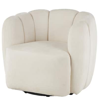 Polyester Arched Swivel Accent Chair - Cream - Roche River Decor - 30"W x 31"L x 28"H