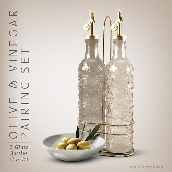 dimension image slide 17 of 20, COOK WITH COLOR Glass Olive Oil Bottle Dispenser - 2 Pack- 17oz Oil and Vinegar Carafe Decanter