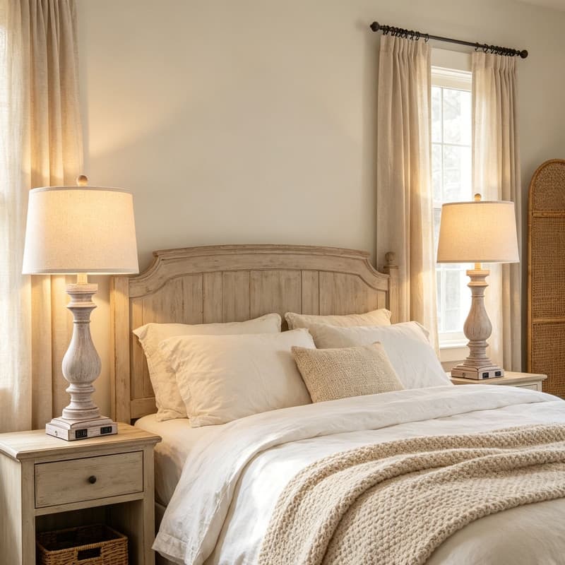 27.5'' Beige Bedside Resin Table Lamps with Built-in USB Ports, and Touch Control (Set of 2) - 12.5'' x 12.5'' x 27.5''