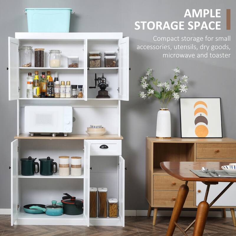 Kitchen Pantry Storage Cabinet with Microwave Oven Countertop