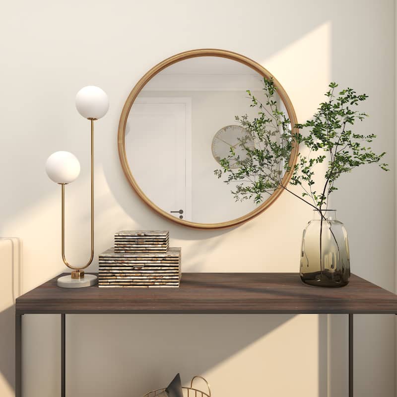 Wooden Leaf Carved Wall Mirror - Brown - Roche River Decor
