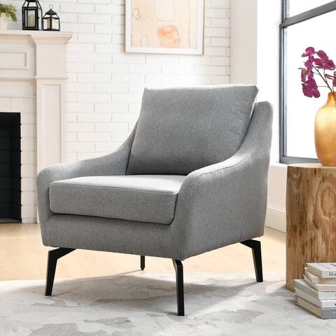 Accent Chair Suede Padded Seat with Metal Leg with Removable Back and Seat Cushion