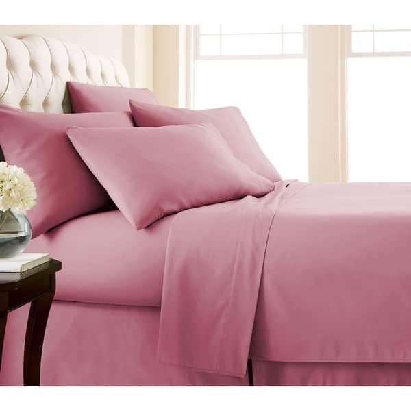 slide 2 of 2, No-slip Ultra-soft Deep Pocket 6-piece Bed Sheet Set California King - Rose