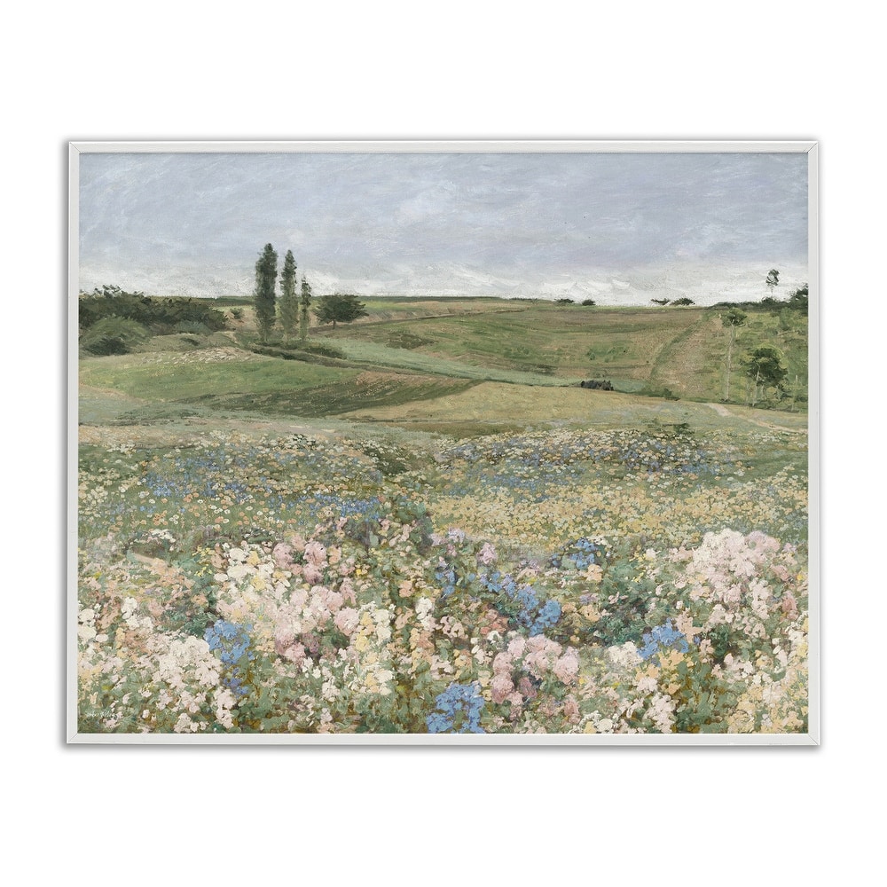 Stupell Charming Pastoral Meadow View Framed Giclee Art Design By Amber Sterling