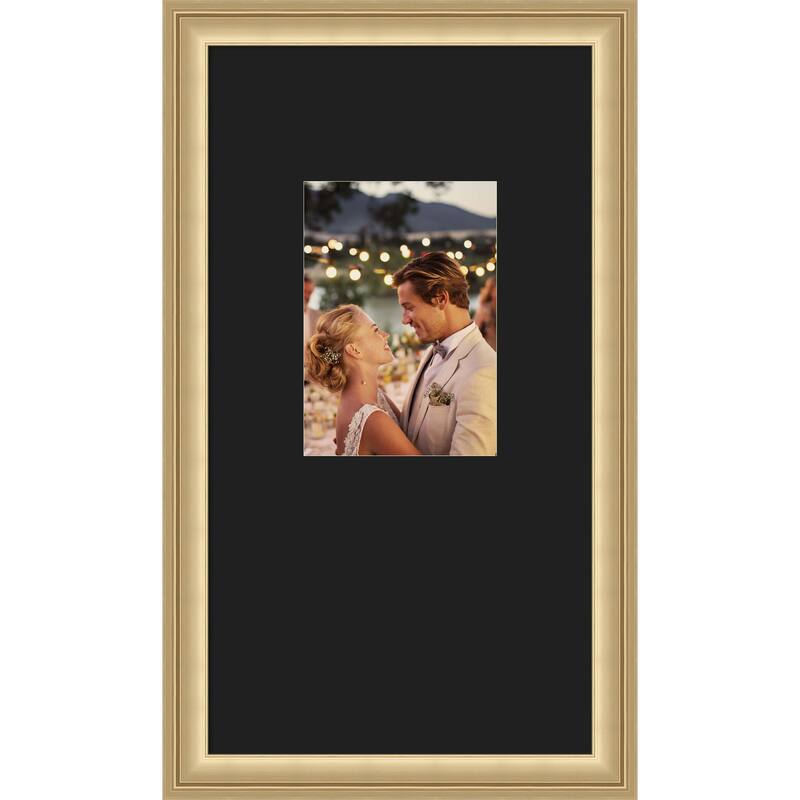 Florence Gold Framed Picture Frame, Photo Frame - 10x18 Matted Black 5x7 - Florence Gold