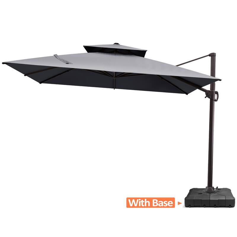 Pellebant Outdoor Patio Cantilever Offset Umbrella 11 ft Double Top with Base
