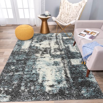 World Rug Gallery Modern Abstract Soft Plush Shag Area Rug