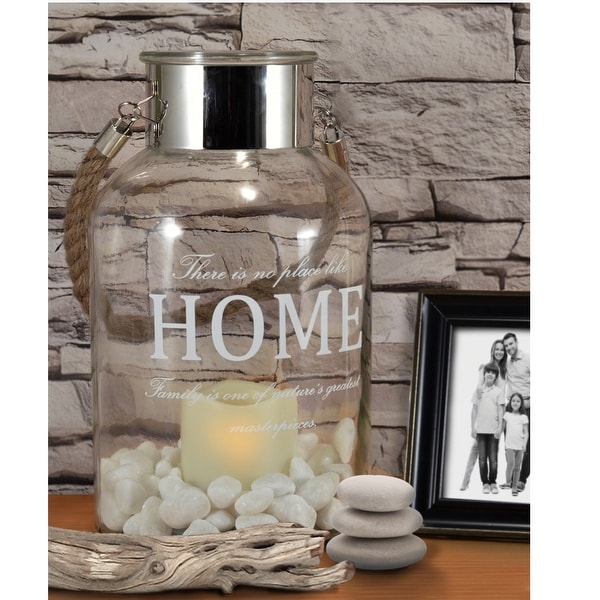 12" Clear Expressions Glass Canister with LED Lantern - N/A