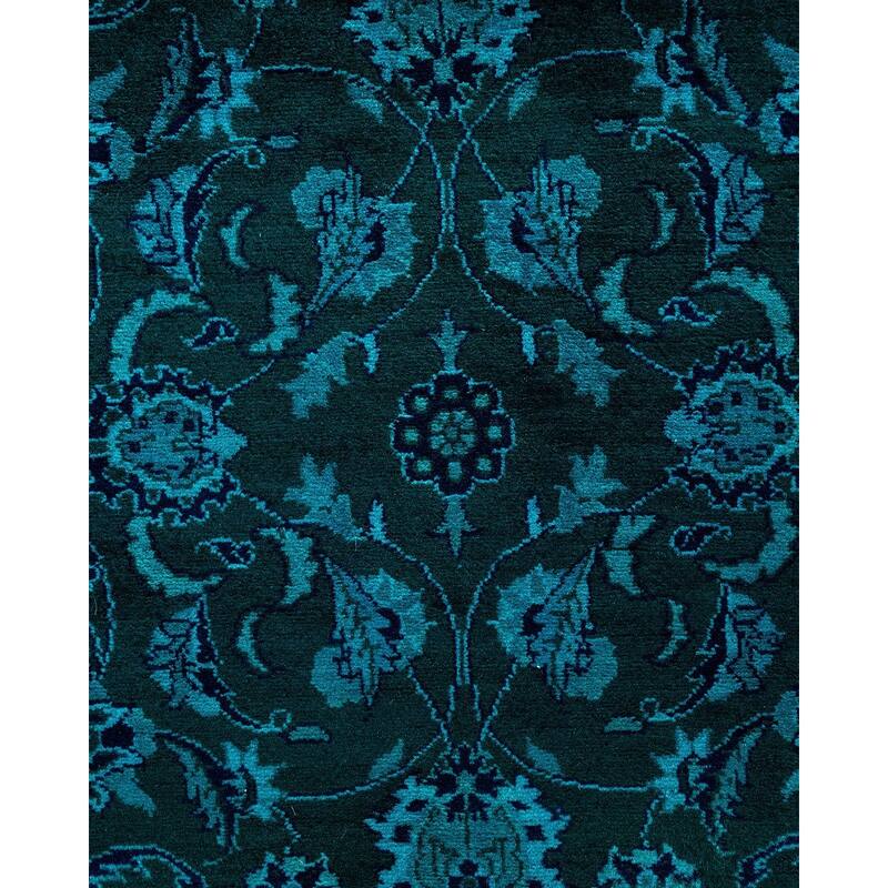 Overdyed, One-of-a-Kind Hand-Knotted Area Rug - Blue - 2' 6" x 12' 2"