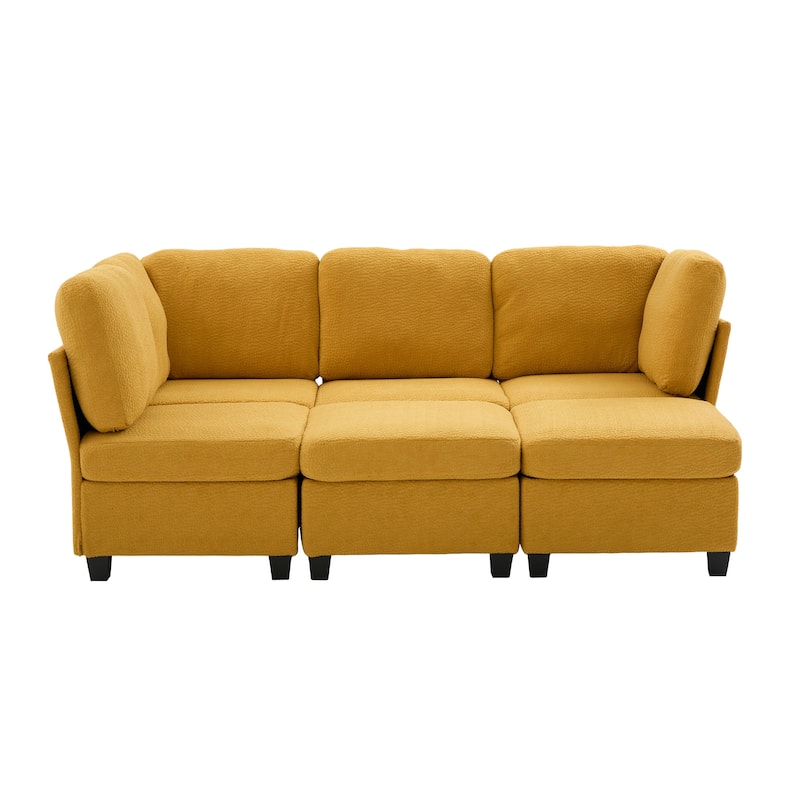 Modular Sleeper Sofa Bed U-shaped Sectional Couches with Hidden Storage Seat and Ottomans, Freely Combinable Chaise Lounge Sofa