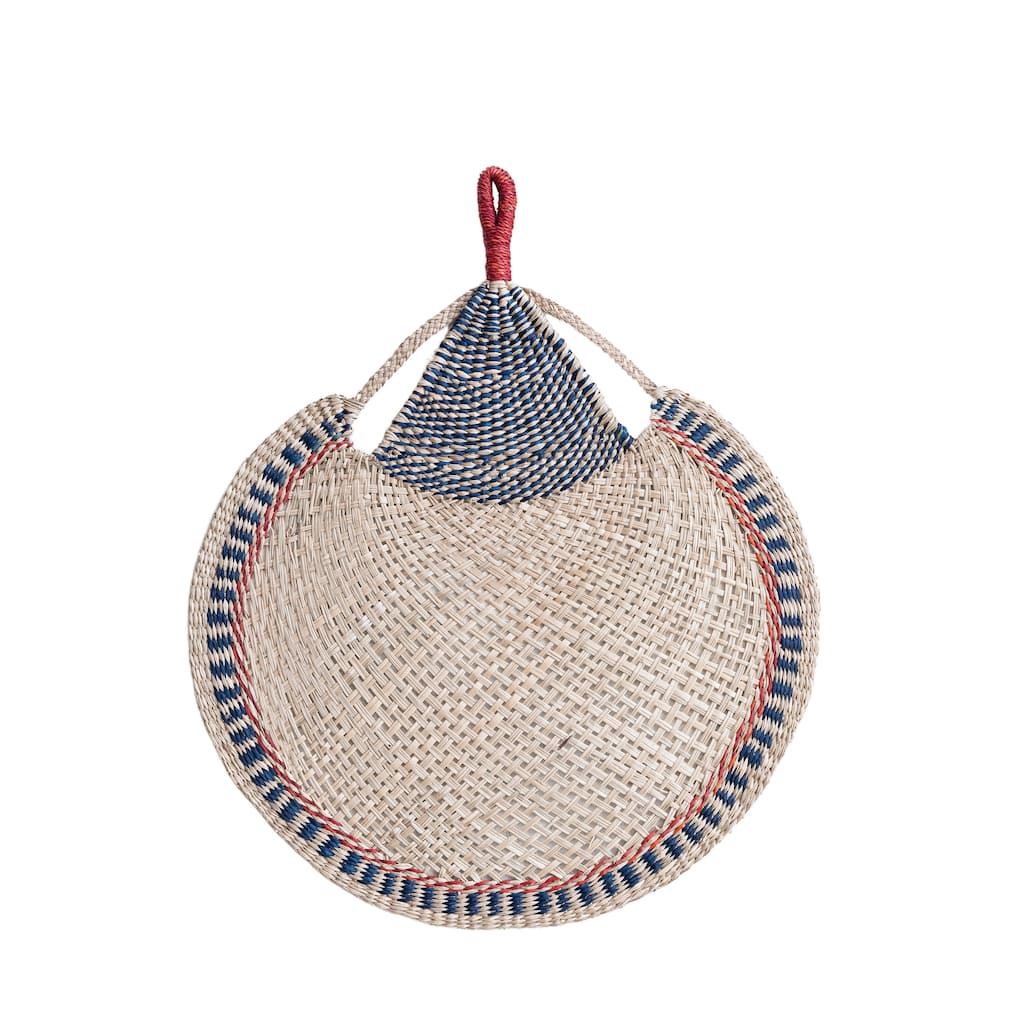 Hand-Woven Seagrass Fan/Wall Hanging, Natural and Multicolor