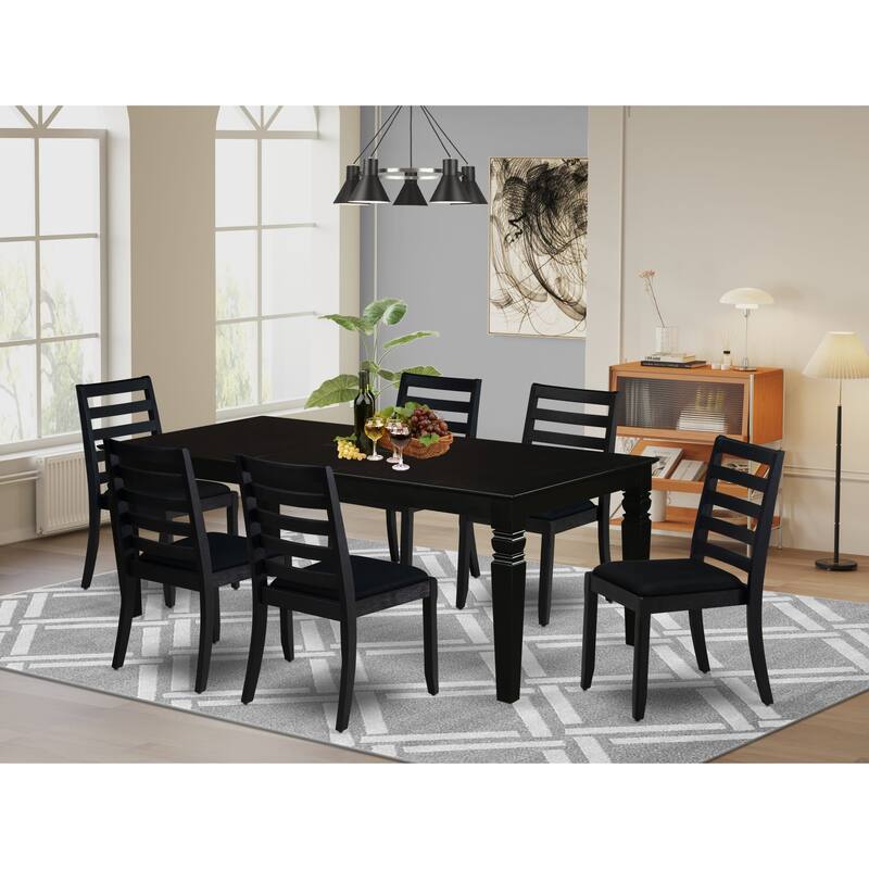 East West Furniture Dining Set Includes a Rectangular Table and Stackable Modern Chairs, Black (Pieces & Seat Type Options) - LGX17-BLK-24