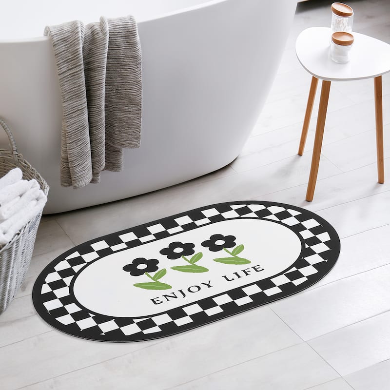 Floral Bath Mat, Bath Rugs Non-Slip Absorbent Bathroom Mat Washable, Bath Mats for Bathroom Floor, Home Decor