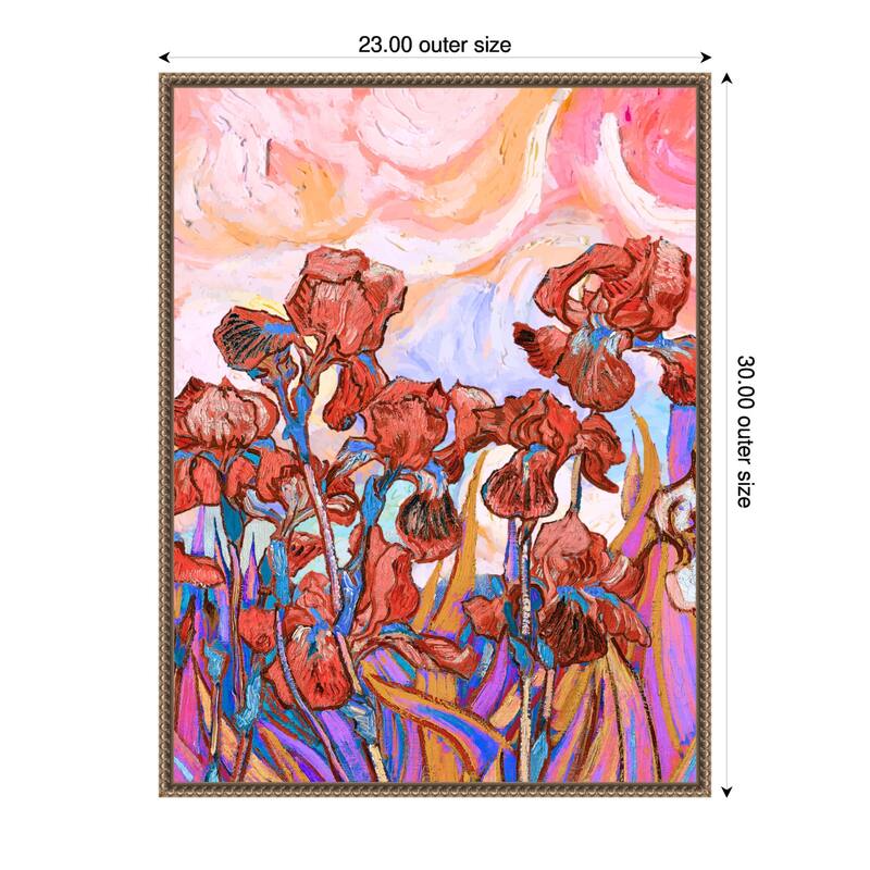 Floral paint by Mathieu Jeuf (23 x 30 in.), Framed Canvas Wall Art Print