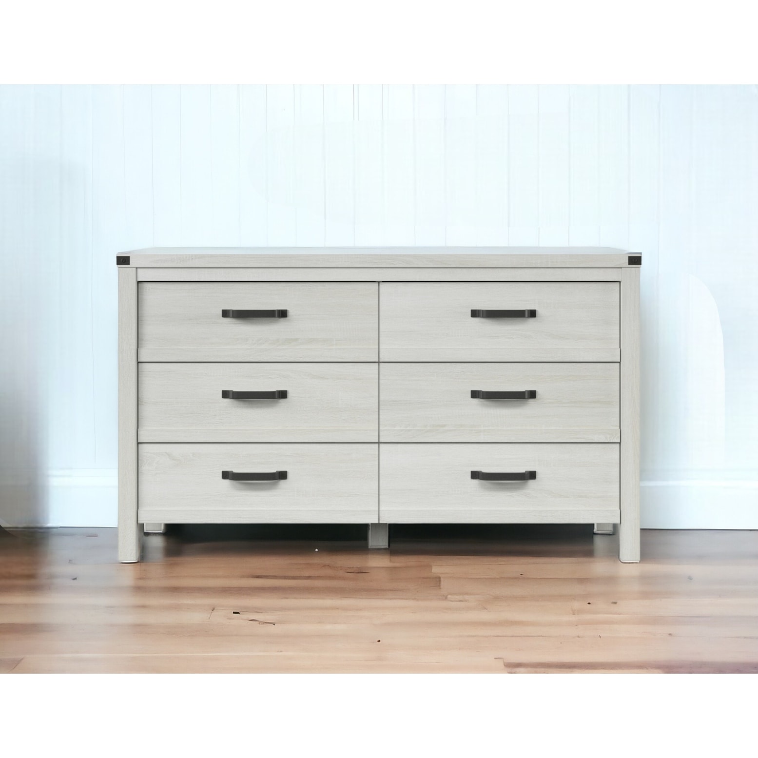58" White Solid Wood Six Drawer Double Dresser