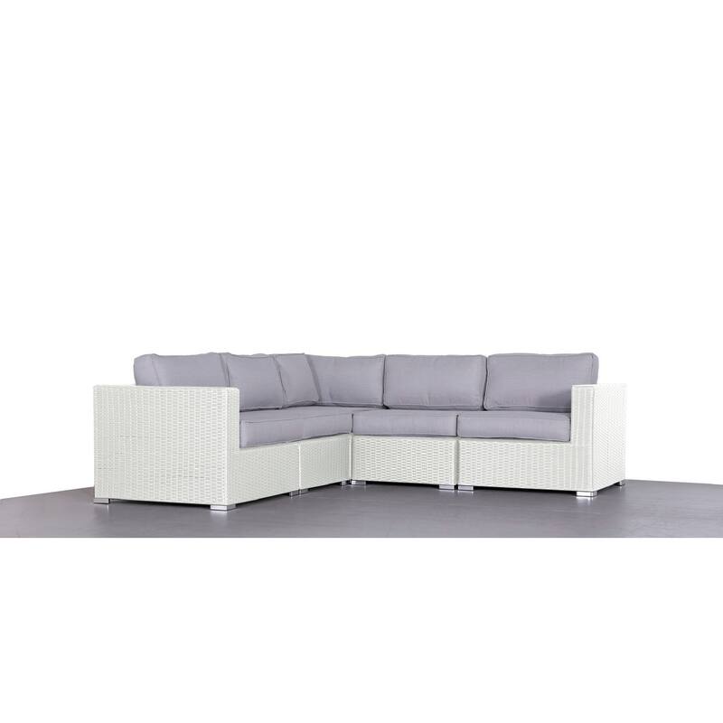 LSI Wide Outdoor Wicker Reversible Patio Sectional with Cushions