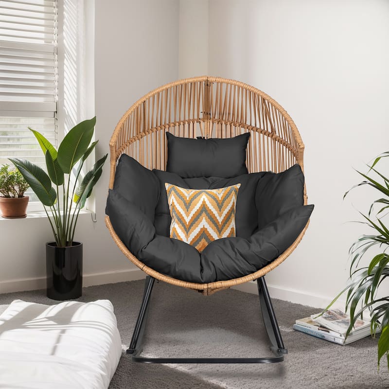 Futzca Wicker rocking egg chair (with cushions)