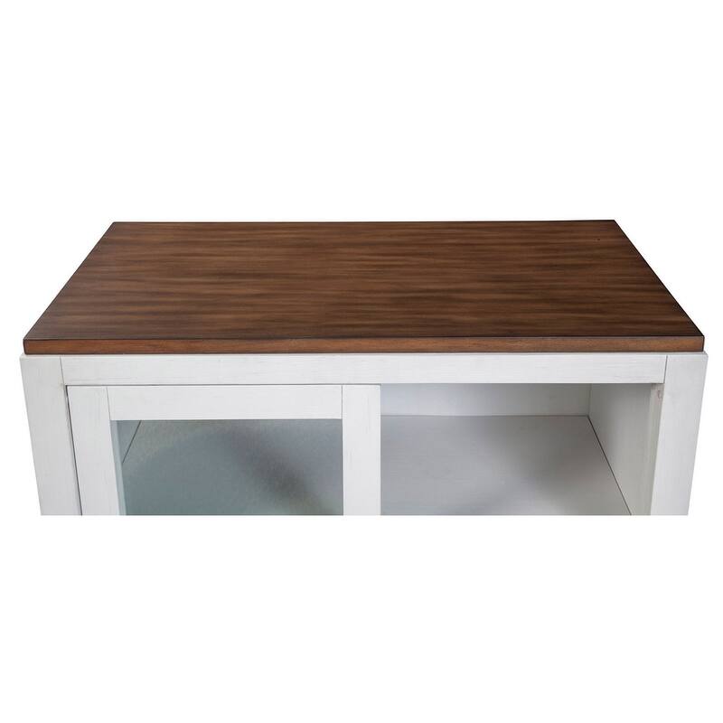 Alpine Furniture Donham Small Wood Display Cabinet in Brown and White