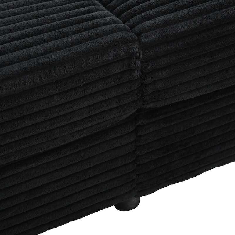 86.5" Corduroy Chaise Lounge Sofa Bed with USB Ports, Cup Holders and 8" Thick Cushions