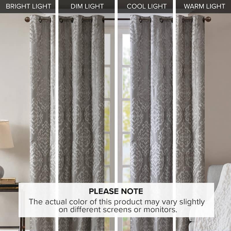 SunSmart Mirage Knitted Jacquard Total Blackout Grommet Window Curtain Panel