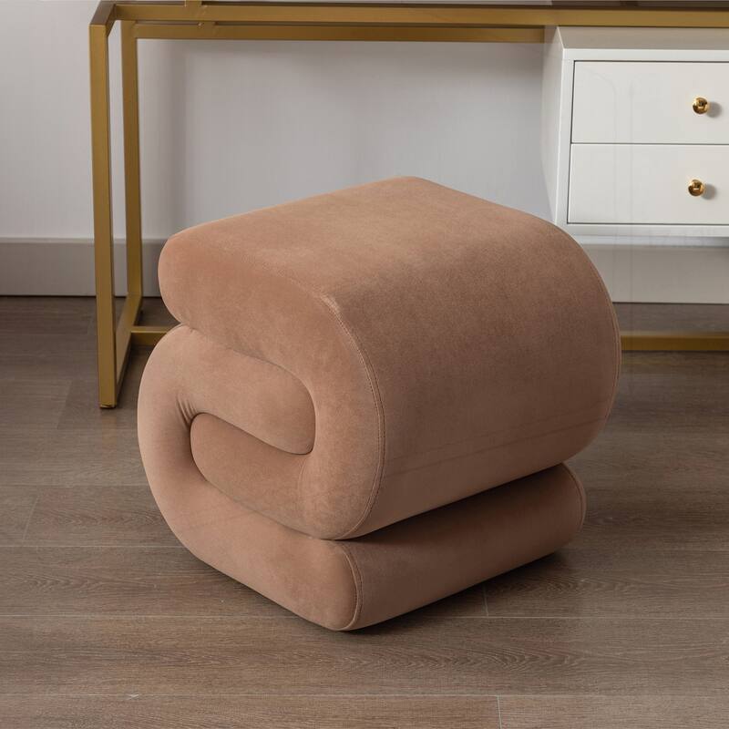 S-shape Velvet Fabric Ottoman Makeup Stool