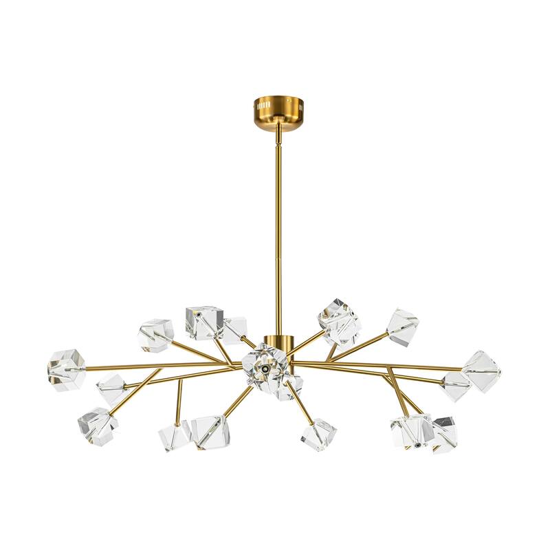 18-Light Modern Glam Luxury Sputnik Linear Cluster Crystal Chandelier for Dining Room/Living Room
