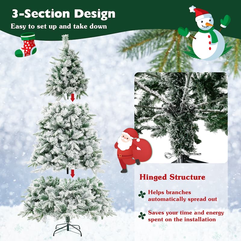 Gymax 7 ft pre-lit artificial Christmas tree artificial hinged