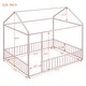 preview thumbnail 23 of 22, Metal Full Size Floor Bed with Fence and Semi-enclosed House Roof