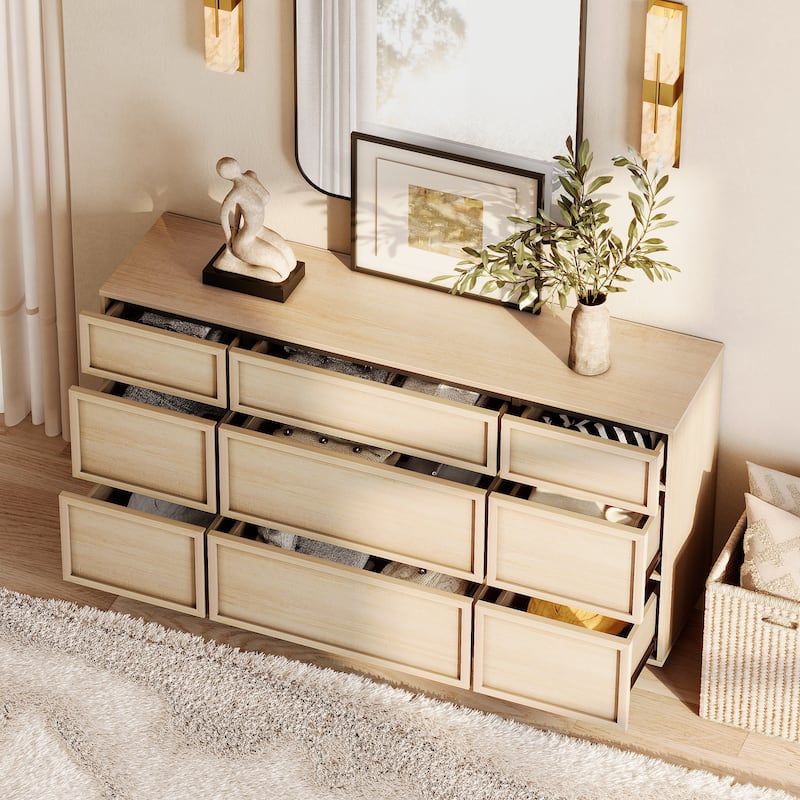 WAMPAT Modern TV Stand, Entertainment Center with T-Shaped Legs, Media Console Table with Storage Drawers